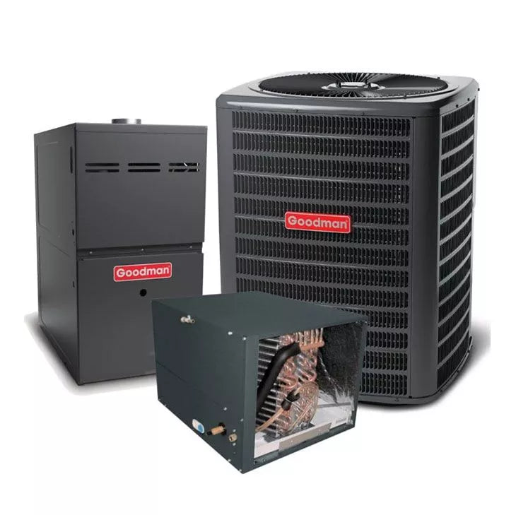 Goodman 2 Ton 14.5 SEER2 Single Stage AC Matched with 80% Single Stage 80K BTU Horizontal Gas Furnace Actual Rating 14.5 SEER2